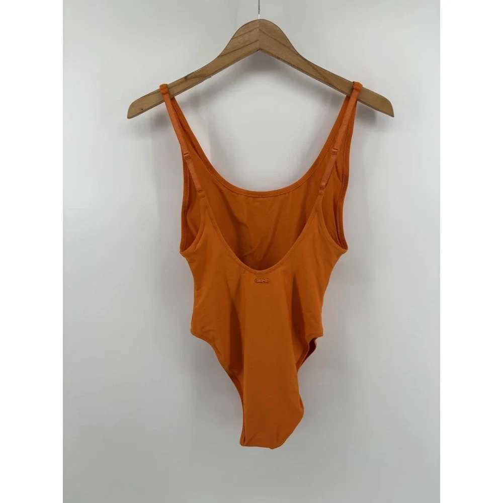NWT SKIMS Signature Swim Scoop Neck One Piece Swimsuit Sz L Tangerine